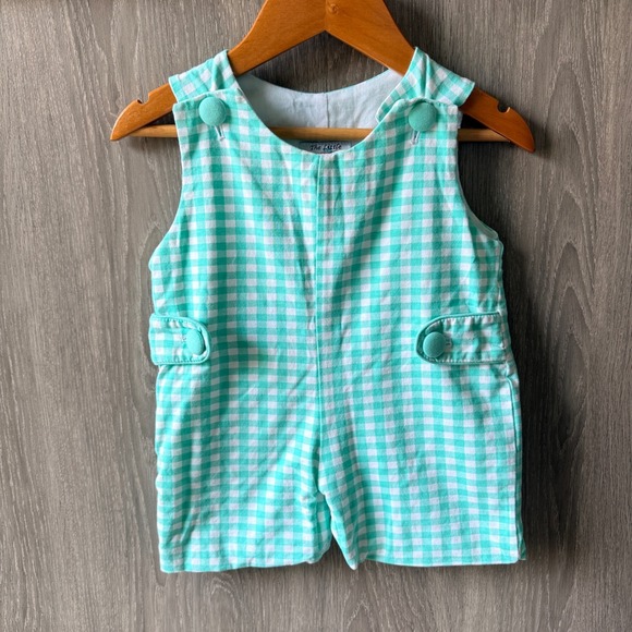 The Little Tribe Other - Little Tribe Romper Baby 6M Mint Gingham Cotton One Piece Jon Jon Preppy Sunsuit